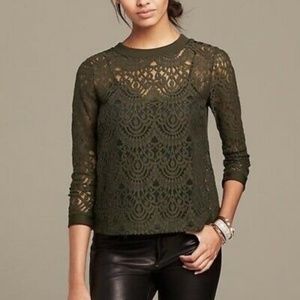 Banana Republic Lace Button Back Top